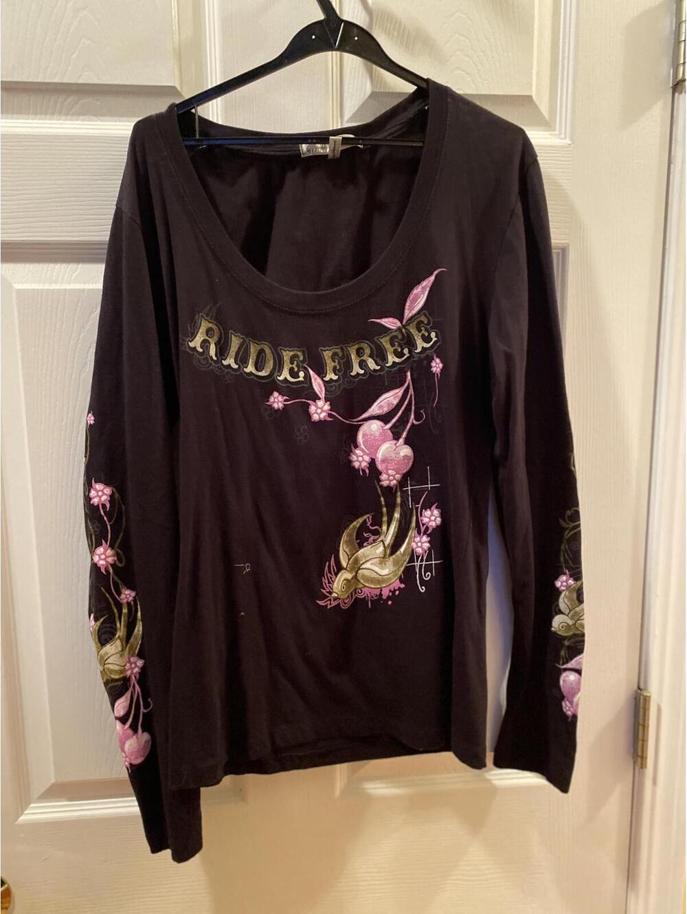 Women's Long Sleeve Top - Ride Free Graphic Size 2XL